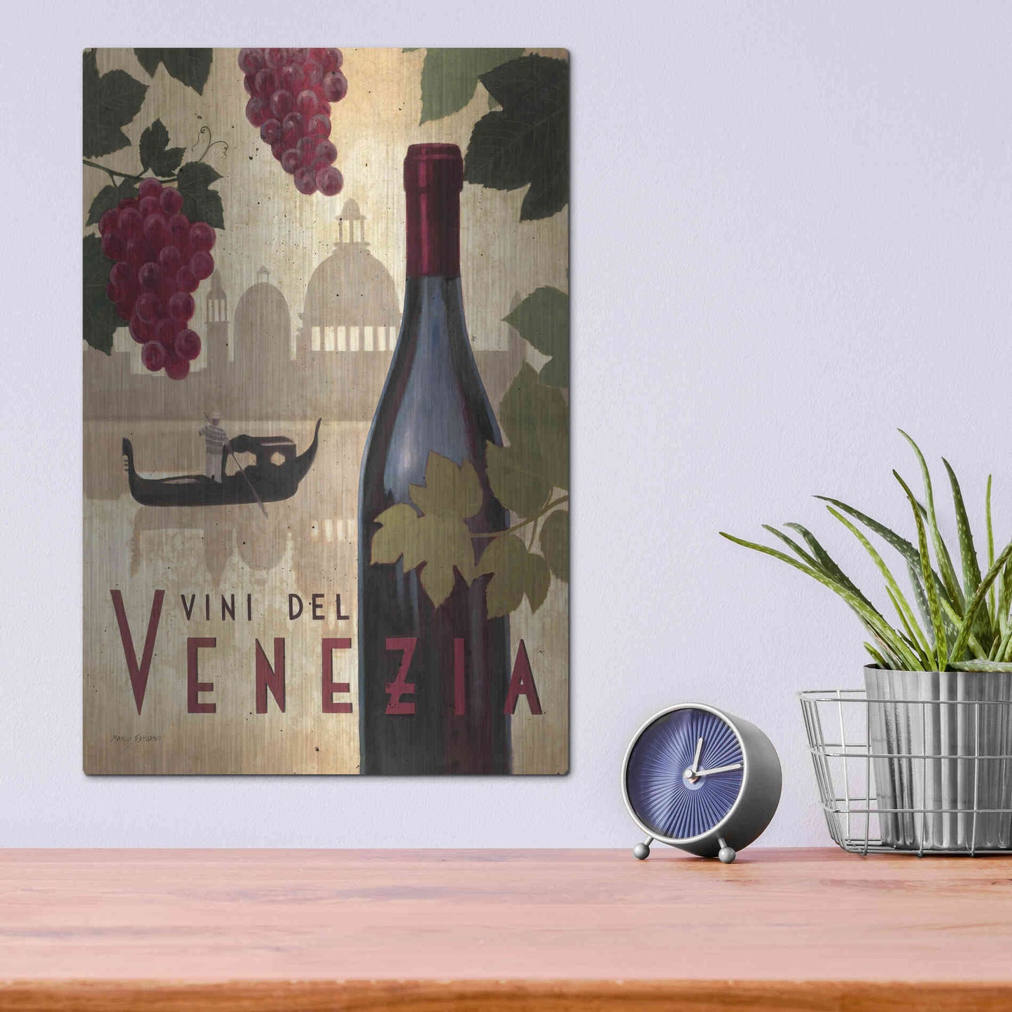 Luxe Metal Art 'Wine Festival II' by Marco Fabiano, Metal Wall Art,12x16