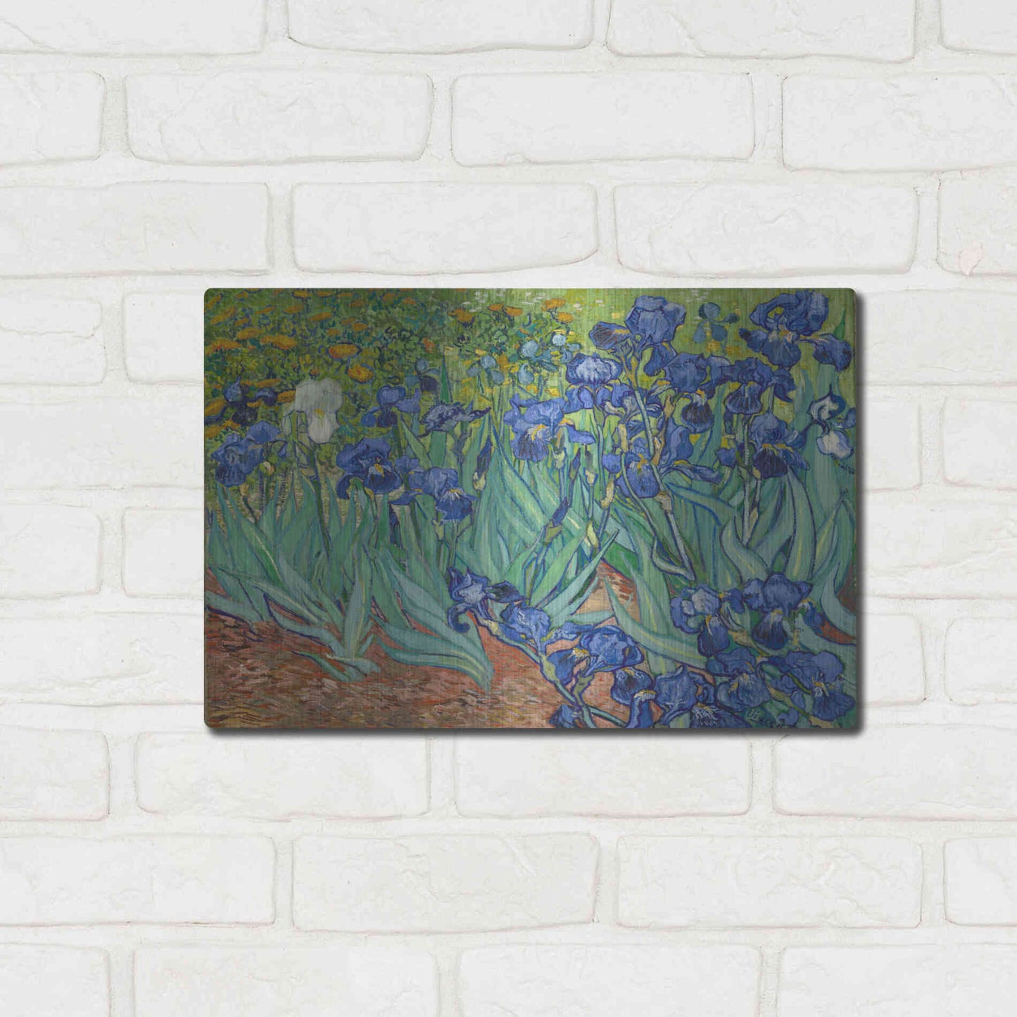Luxe Metal Art 'Irises' by Vincent Van Gogh, Metal Wall Art,16x12