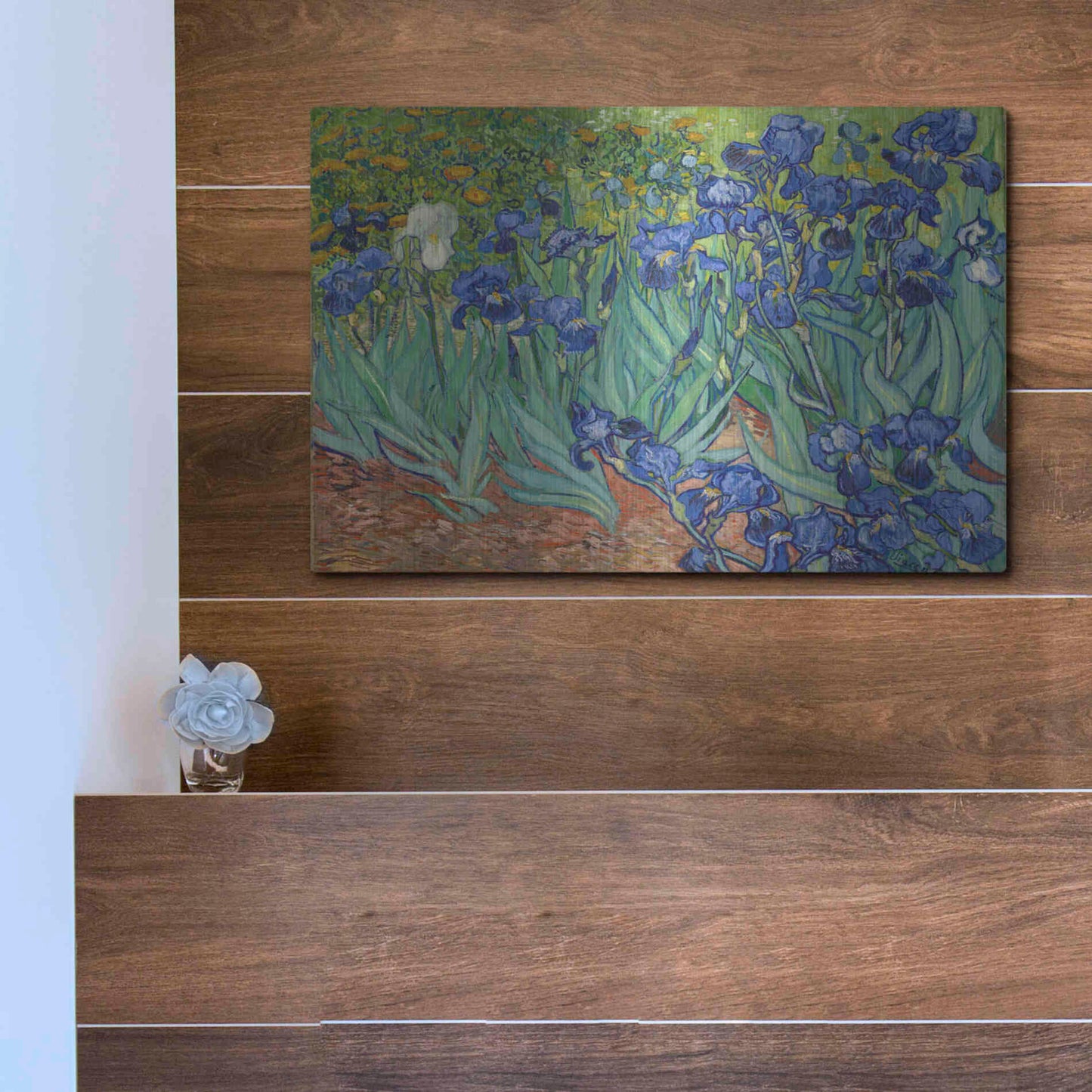 Luxe Metal Art 'Irises' by Vincent Van Gogh, Metal Wall Art,16x12