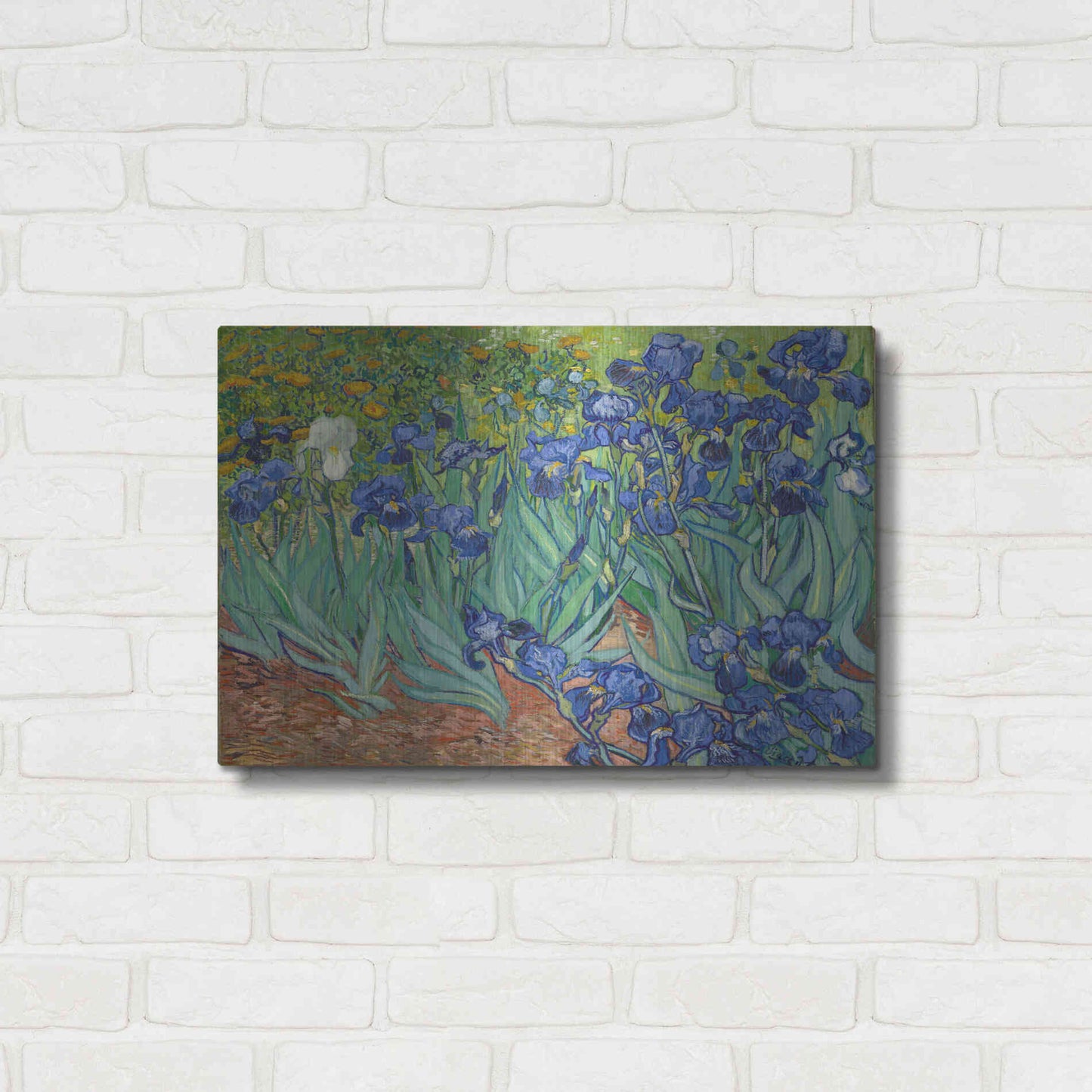 Luxe Metal Art 'Irises' by Vincent Van Gogh, Metal Wall Art,24x16