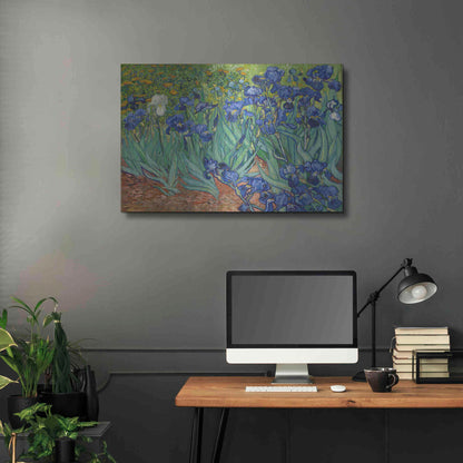 Luxe Metal Art 'Irises' by Vincent Van Gogh, Metal Wall Art,36x24