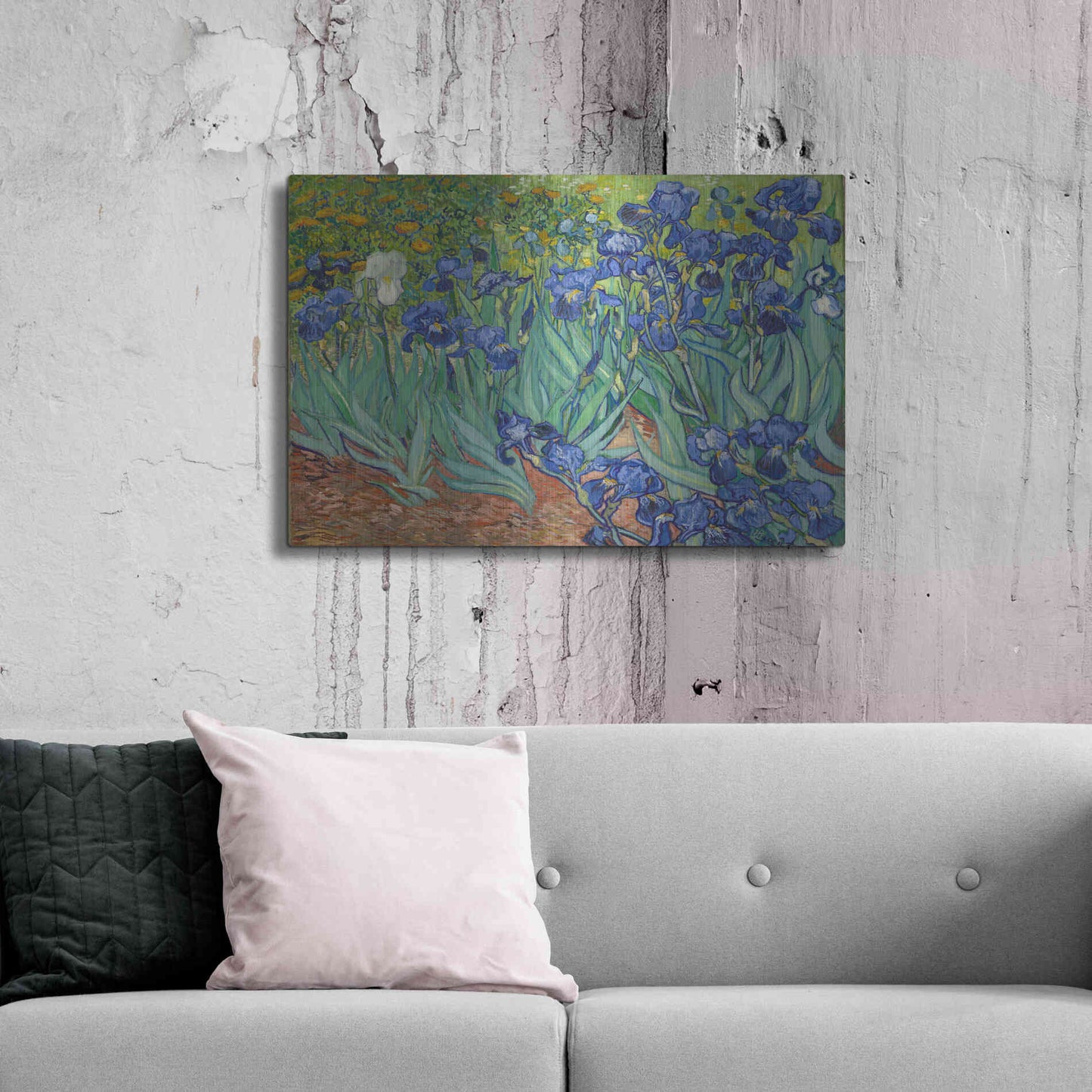 Luxe Metal Art 'Irises' by Vincent Van Gogh, Metal Wall Art,36x24
