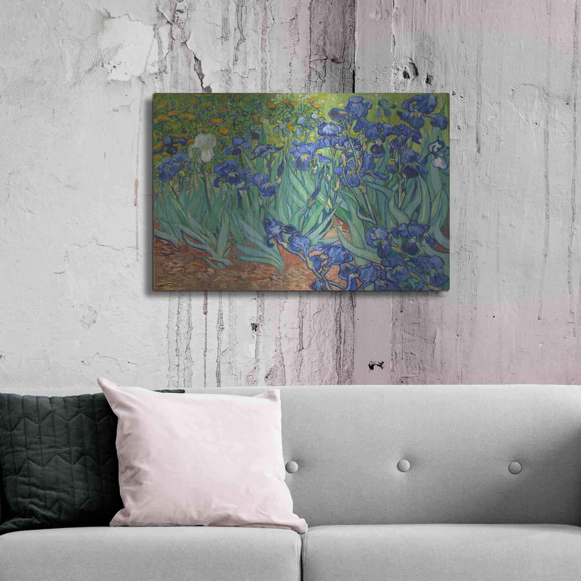 Luxe Metal Art 'Irises' by Vincent Van Gogh, Metal Wall Art,36x24