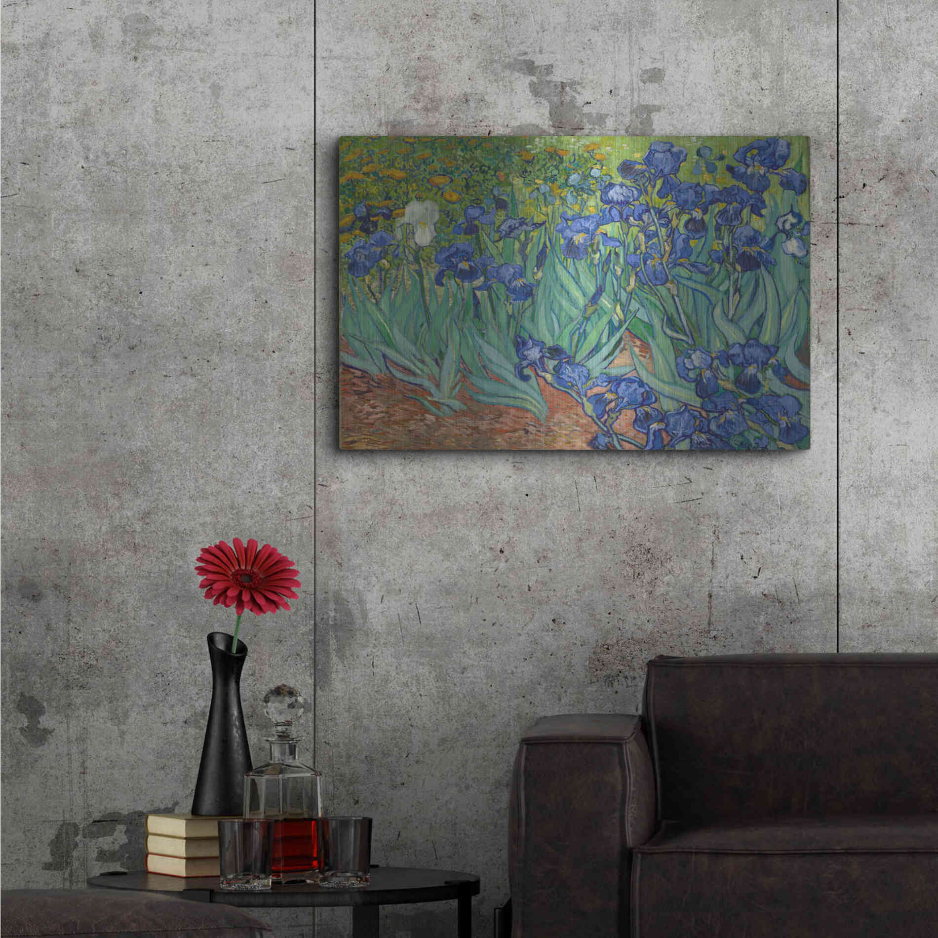 Luxe Metal Art 'Irises' by Vincent Van Gogh, Metal Wall Art,36x24