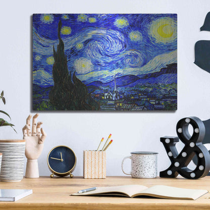 Luxe Metal Art 'The Starry Night' by Vincent Van Gogh, Metal Wall Art,16x12