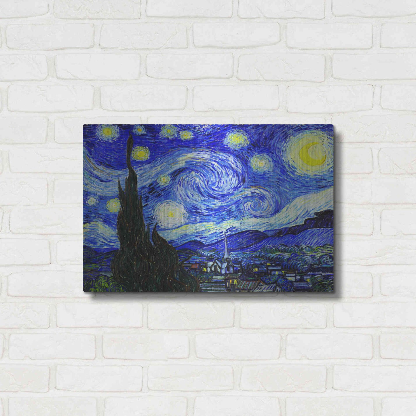 Luxe Metal Art 'The Starry Night' by Vincent Van Gogh, Metal Wall Art,24x16