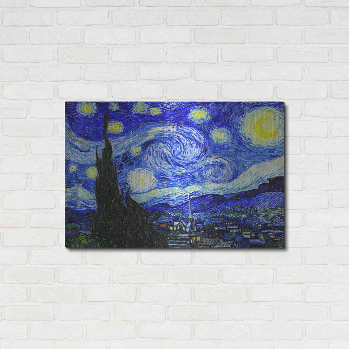 Luxe Metal Art 'The Starry Night' by Vincent Van Gogh, Metal Wall Art,36x24