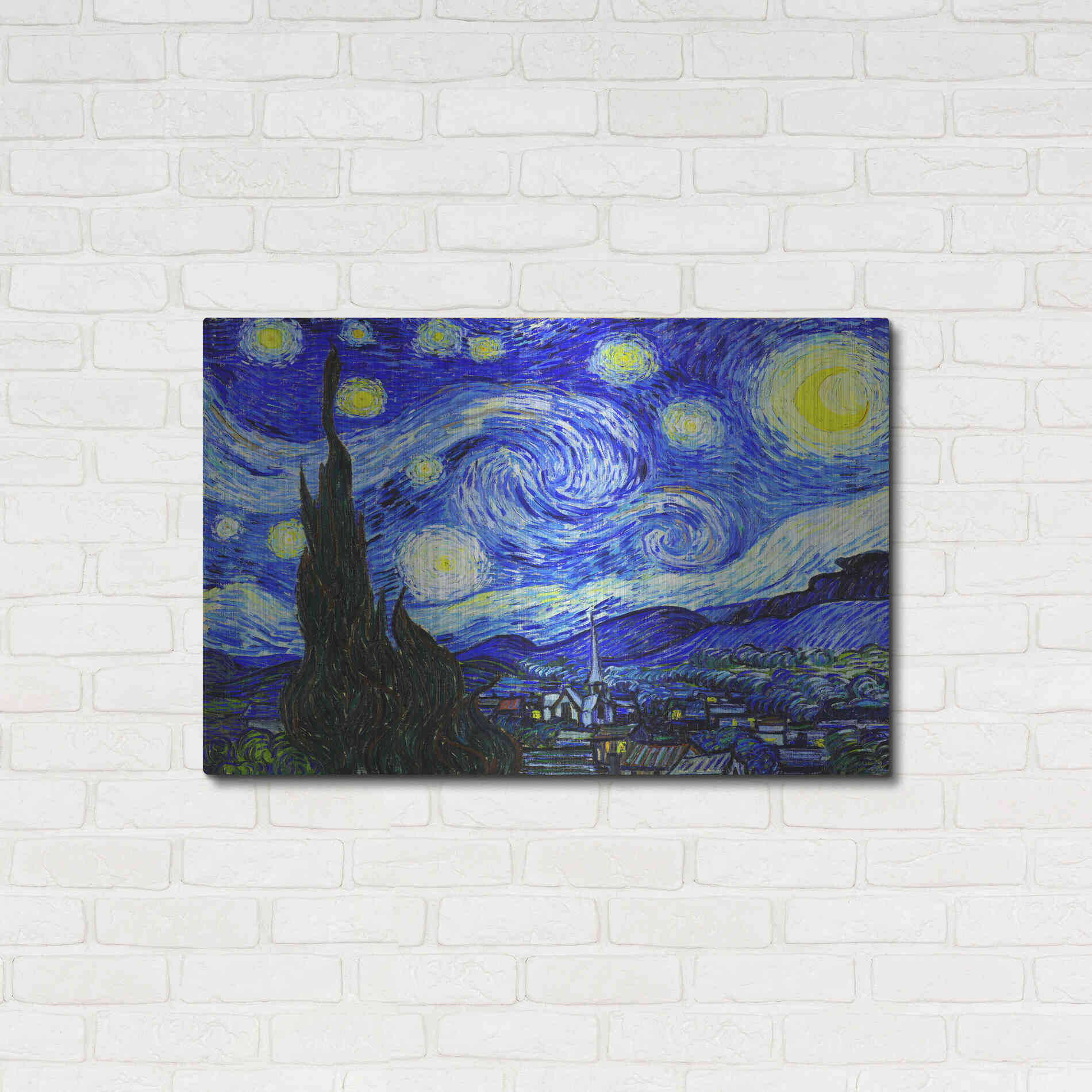 Luxe Metal Art 'The Starry Night' by Vincent Van Gogh, Metal Wall Art,36x24