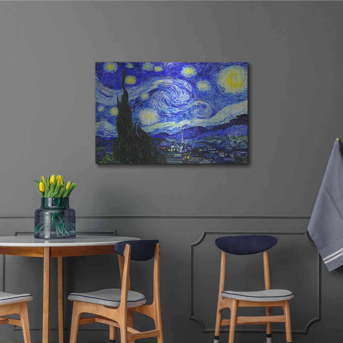 Luxe Metal Art 'The Starry Night' by Vincent Van Gogh, Metal Wall Art,36x24