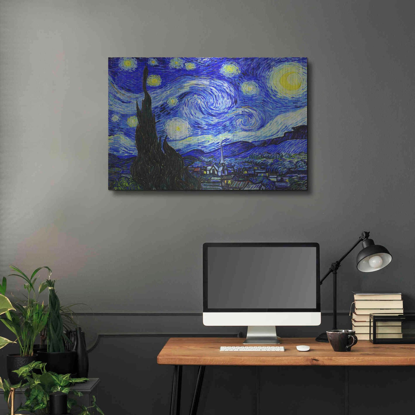 Luxe Metal Art 'The Starry Night' by Vincent Van Gogh, Metal Wall Art,36x24