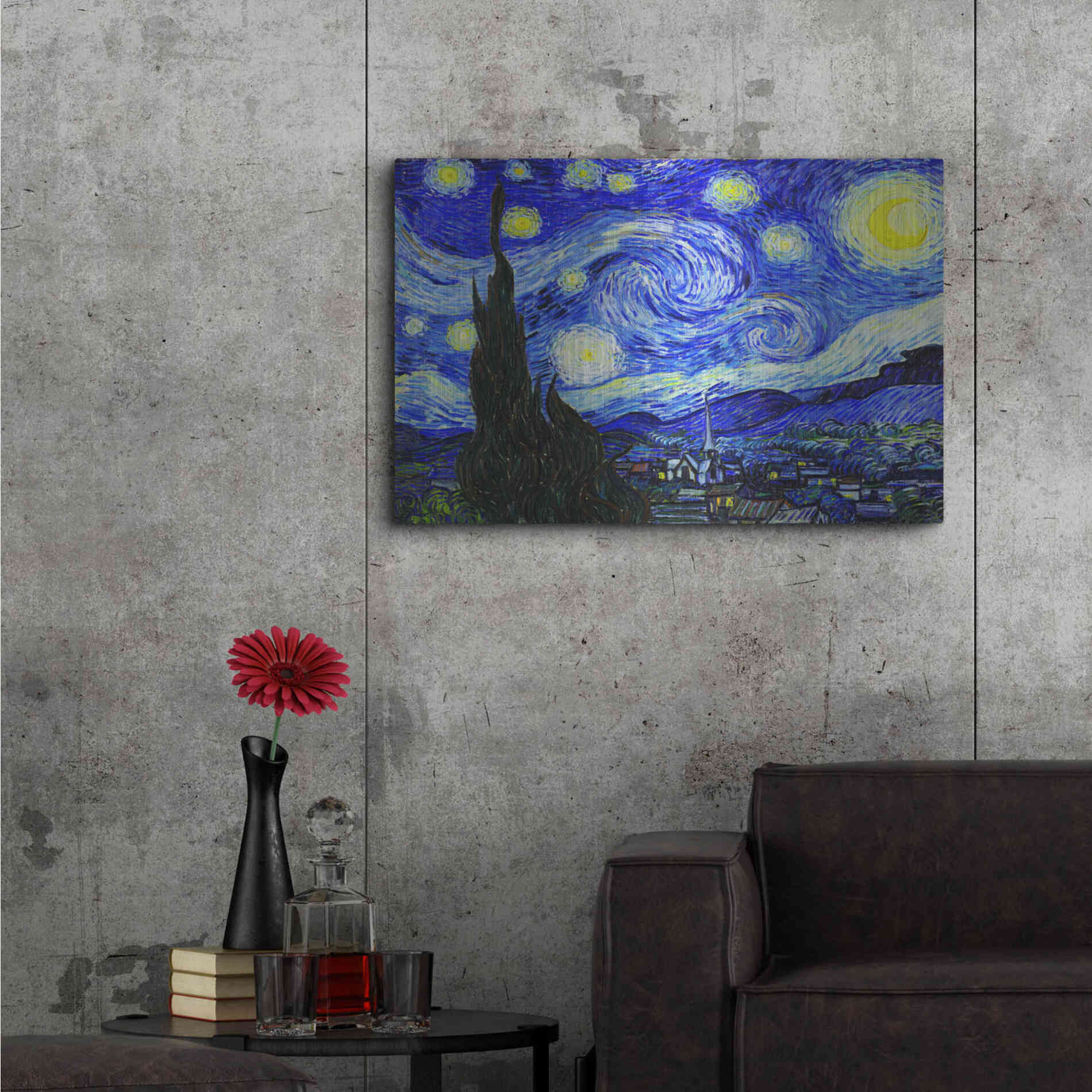 Luxe Metal Art 'The Starry Night' by Vincent Van Gogh, Metal Wall Art,36x24