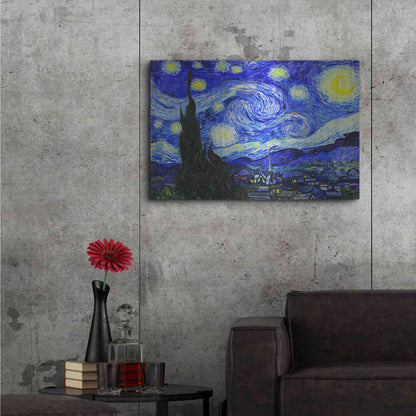 Luxe Metal Art 'The Starry Night' by Vincent Van Gogh, Metal Wall Art,36x24