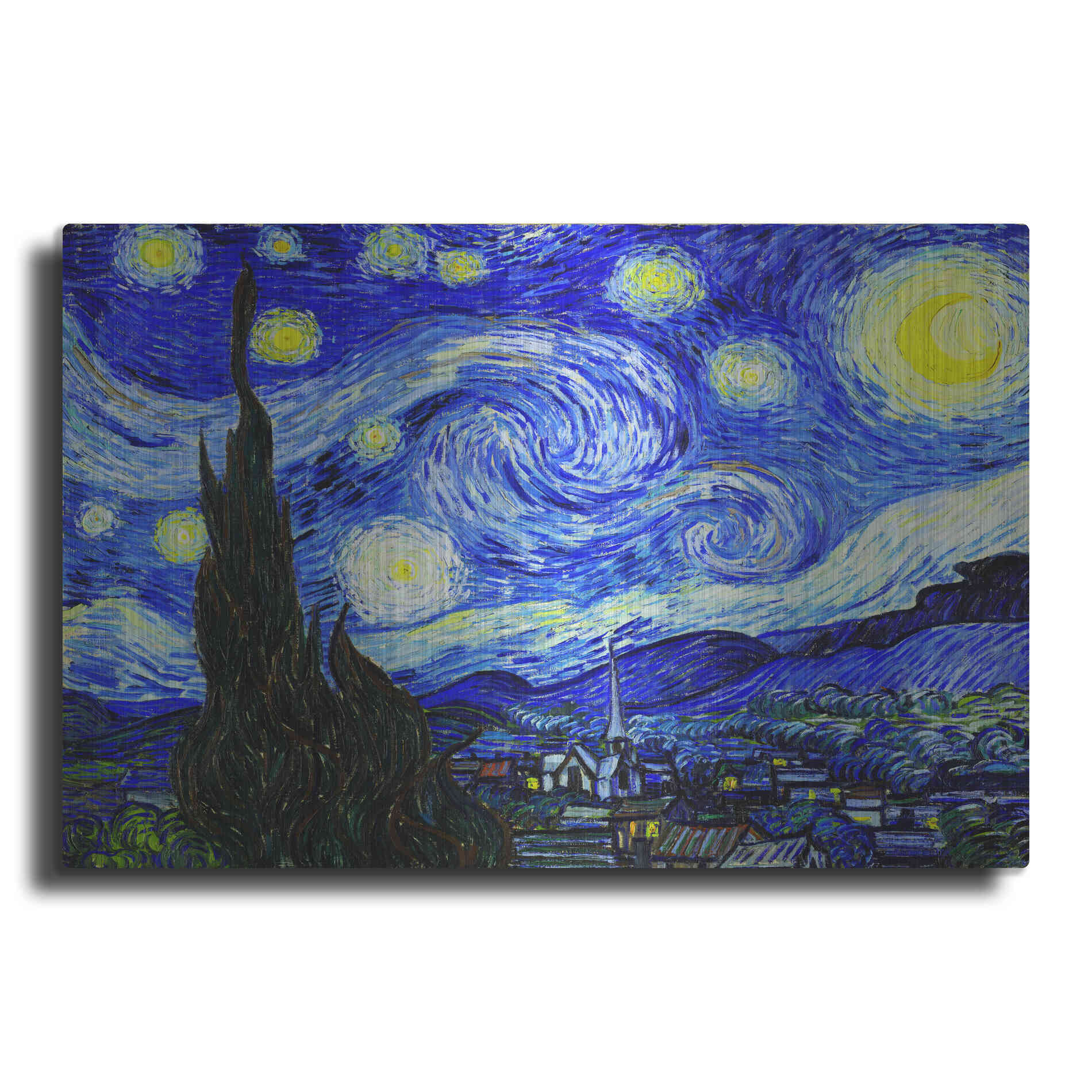 Luxe Metal Art 'The Starry Night' by Vincent Van Gogh, Metal Wall Art