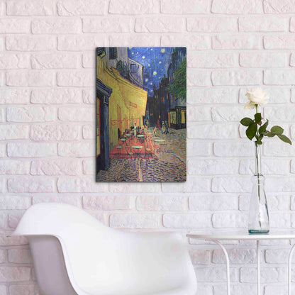 Luxe Metal Art 'Café Terrace at Night' by Vincent Van Gogh, Metal Wall Art,16x24