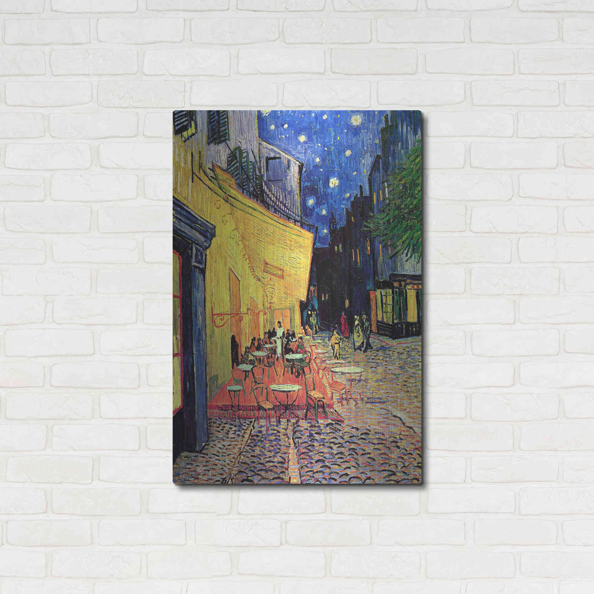 Luxe Metal Art 'Café Terrace at Night' by Vincent Van Gogh, Metal Wall Art,24x36