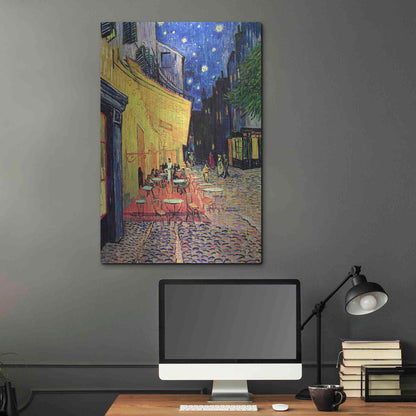 Luxe Metal Art 'Café Terrace at Night' by Vincent Van Gogh, Metal Wall Art,24x36