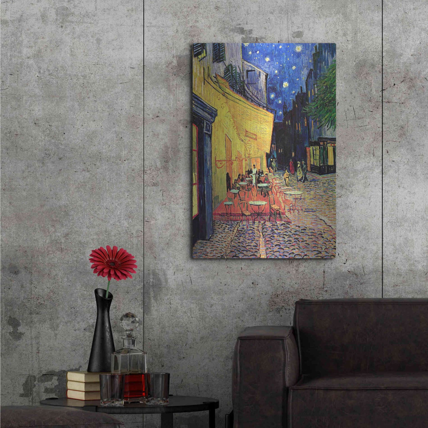 Luxe Metal Art 'Café Terrace at Night' by Vincent Van Gogh, Metal Wall Art,24x36