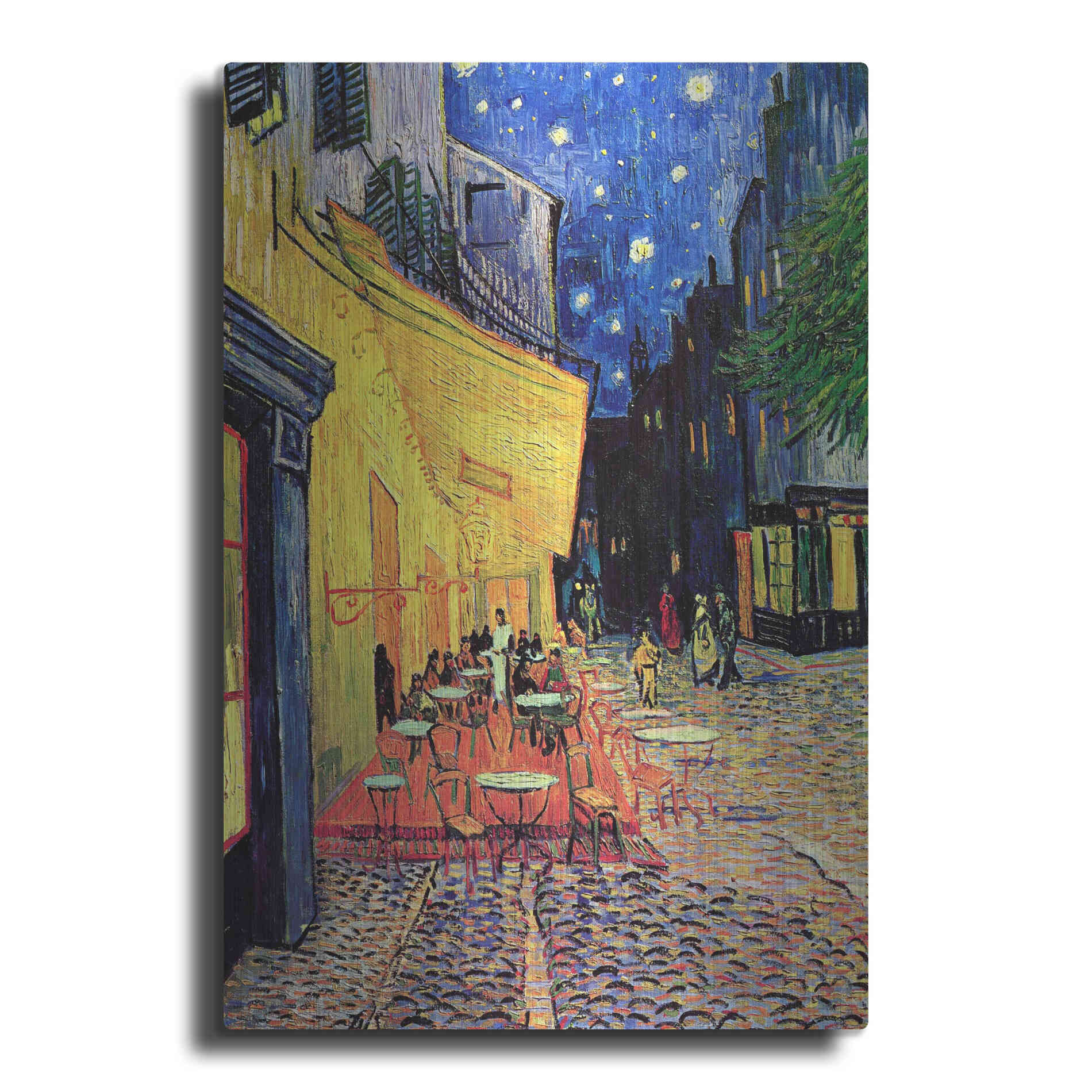 Luxe Metal Art 'Café Terrace at Night' by Vincent Van Gogh, Metal Wall Art