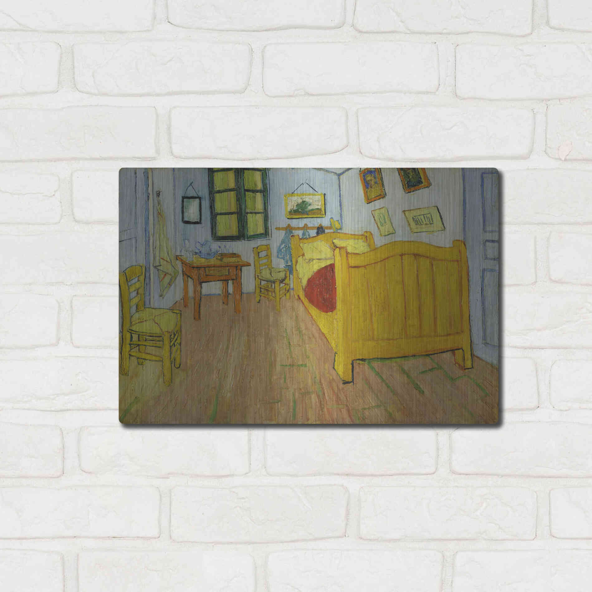 Luxe Metal Art 'De Slaapkamer' by Vincent Van Gogh, Metal Wall Art,16x12