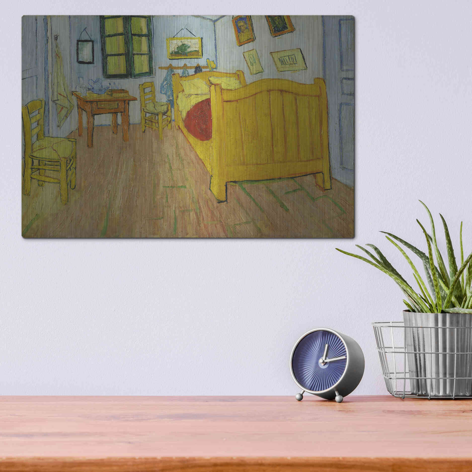 Luxe Metal Art 'De Slaapkamer' by Vincent Van Gogh, Metal Wall Art,16x12