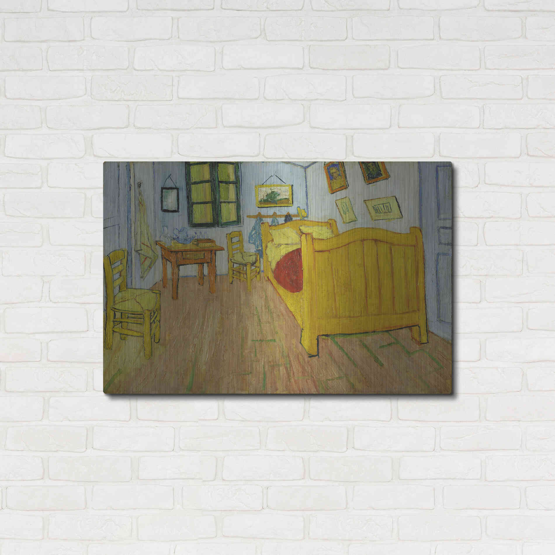 Luxe Metal Art 'De Slaapkamer' by Vincent Van Gogh, Metal Wall Art,36x24