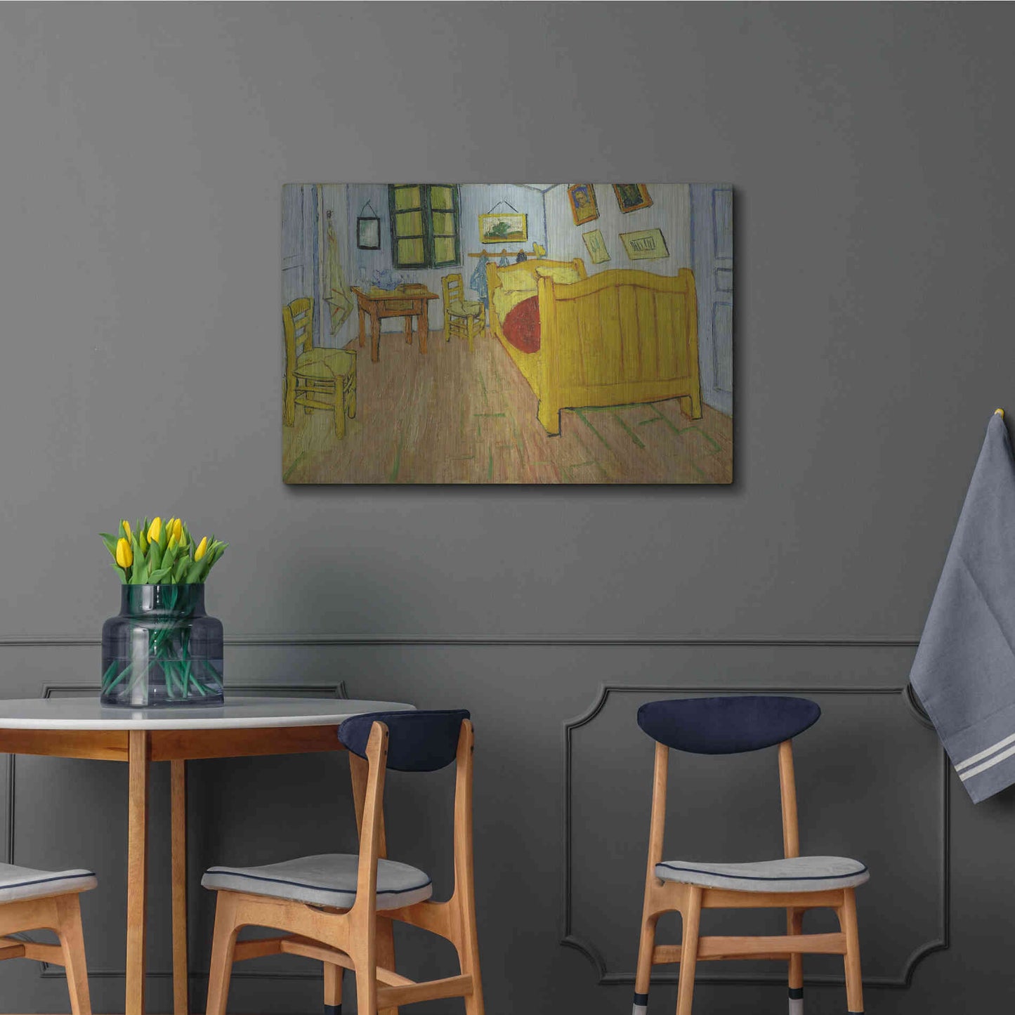 Luxe Metal Art 'De Slaapkamer' by Vincent Van Gogh, Metal Wall Art,36x24