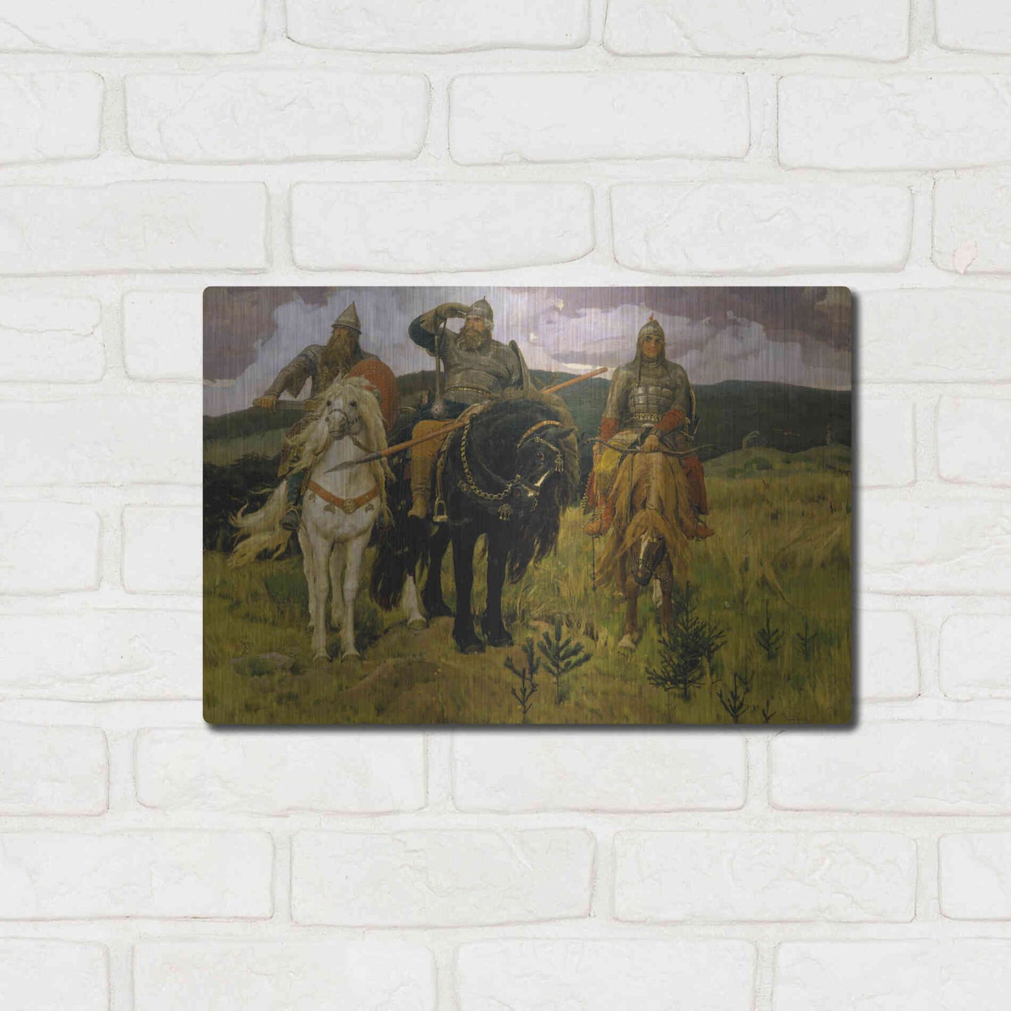 Luxe Metal Art 'Bogatyrs' by Viktor Vasnetsov, Metal Wall Art,16x12