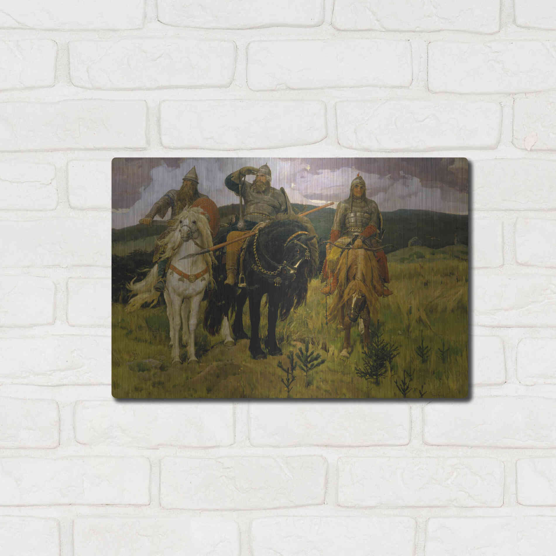 Luxe Metal Art 'Bogatyrs' by Viktor Vasnetsov, Metal Wall Art,16x12