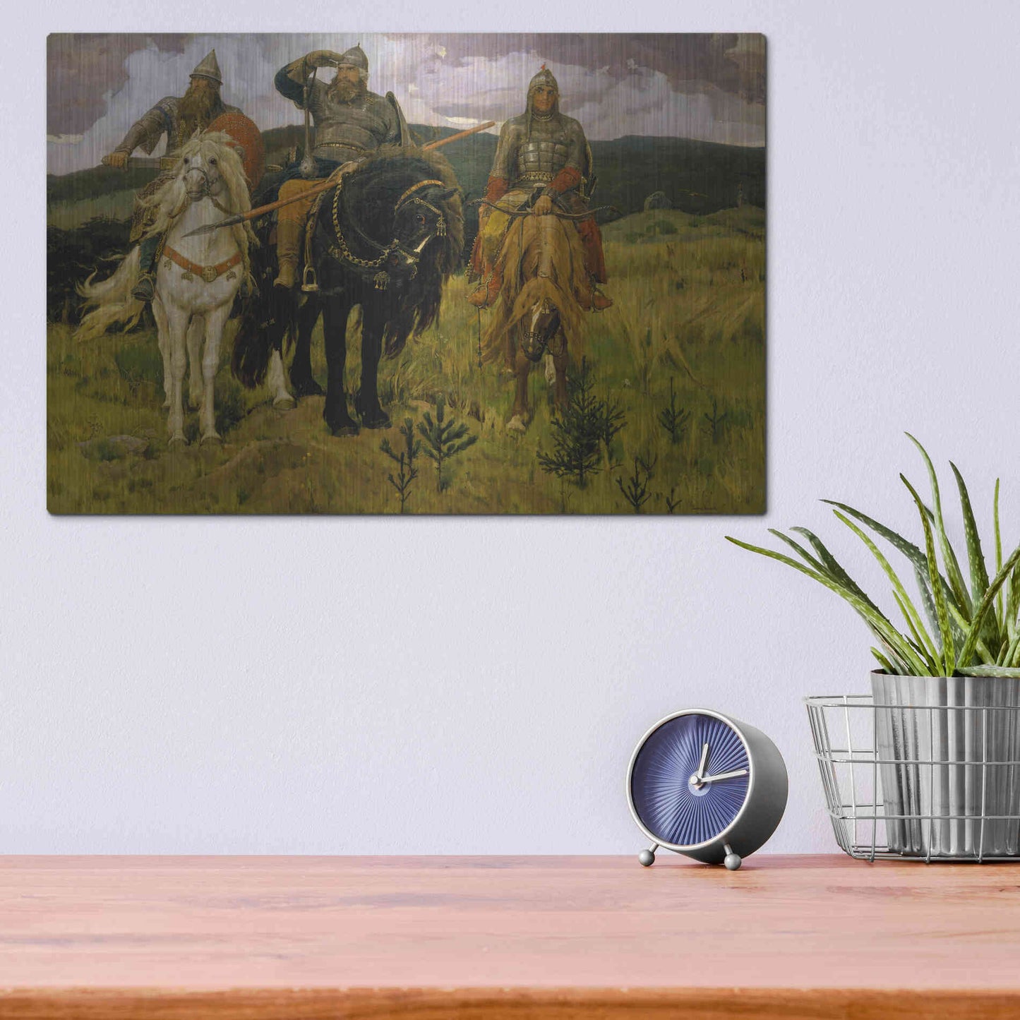 Luxe Metal Art 'Bogatyrs' by Viktor Vasnetsov, Metal Wall Art,16x12