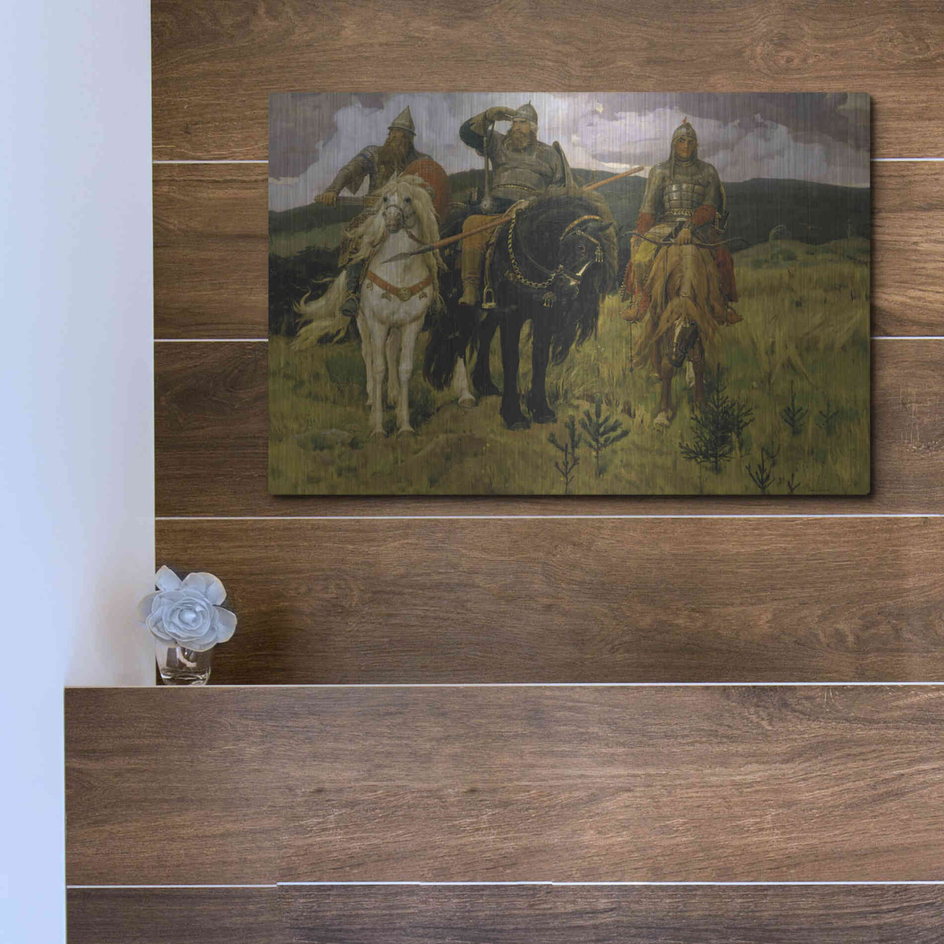 Luxe Metal Art 'Bogatyrs' by Viktor Vasnetsov, Metal Wall Art,16x12