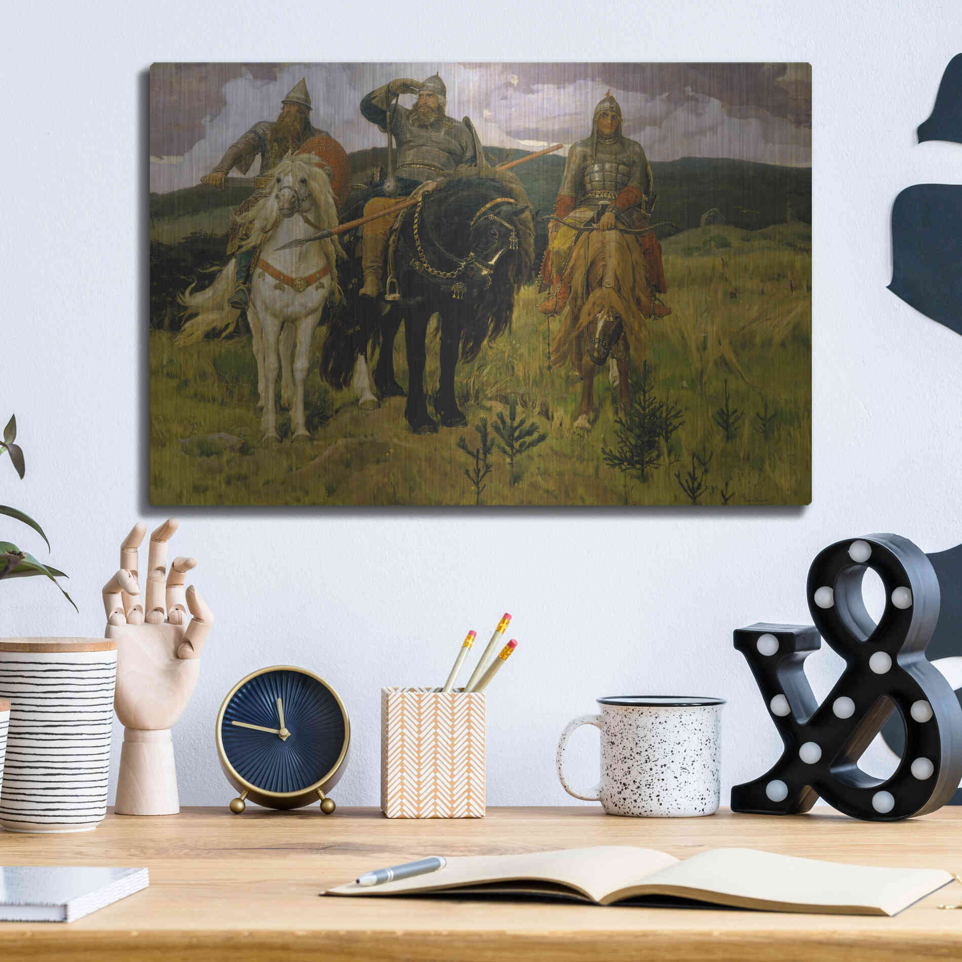 Luxe Metal Art 'Bogatyrs' by Viktor Vasnetsov, Metal Wall Art,16x12