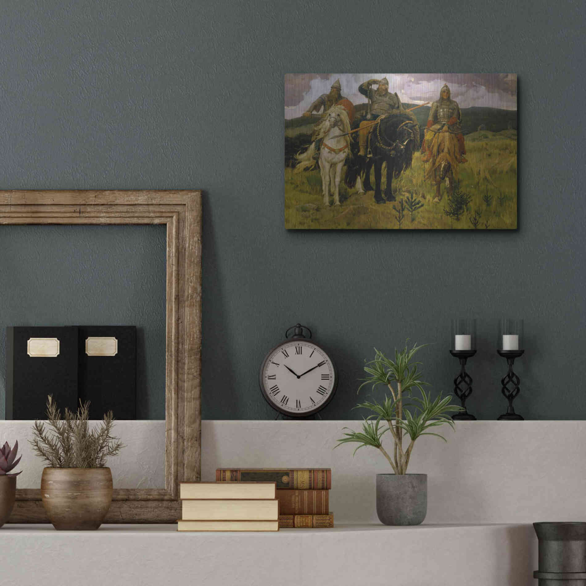 Luxe Metal Art 'Bogatyrs' by Viktor Vasnetsov, Metal Wall Art,16x12