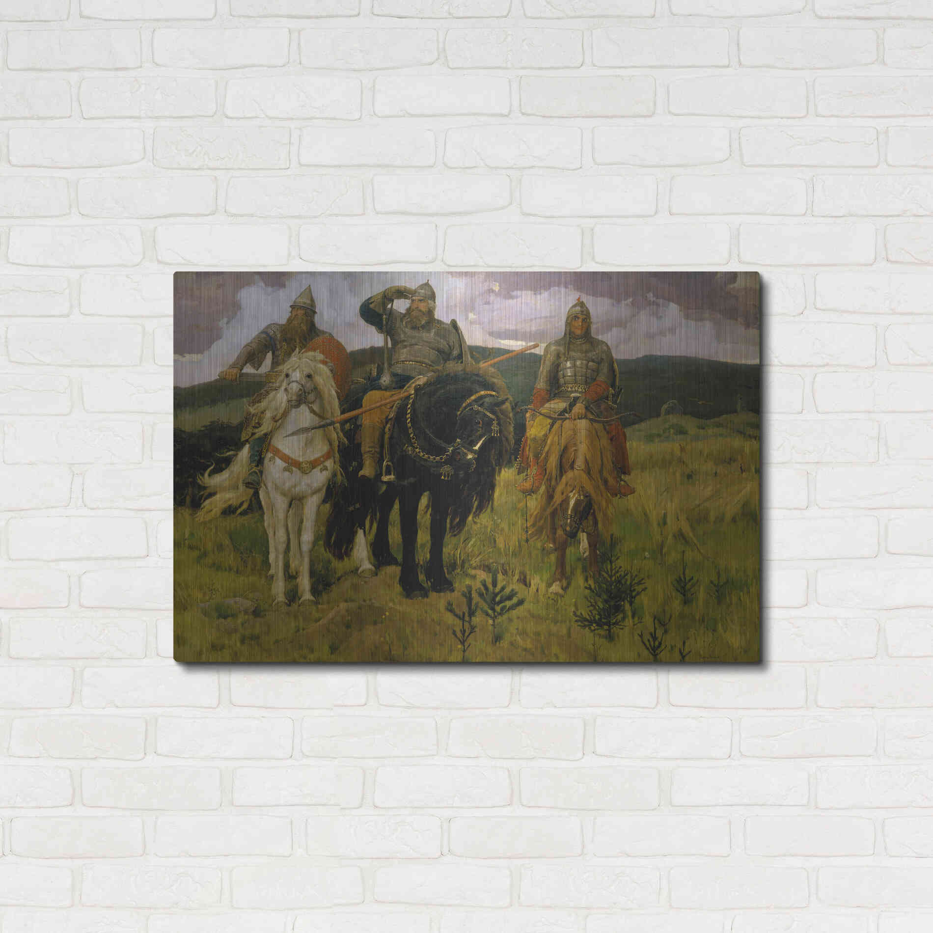 Luxe Metal Art 'Bogatyrs' by Viktor Vasnetsov, Metal Wall Art,36x24
