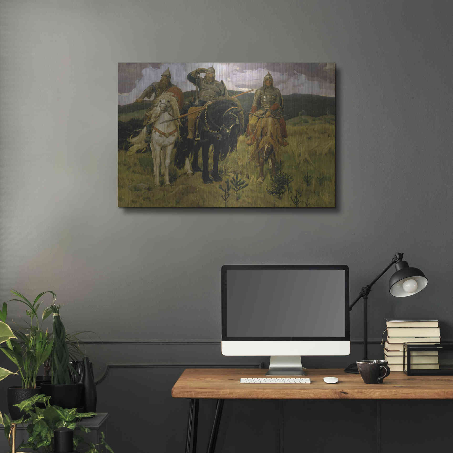 Luxe Metal Art 'Bogatyrs' by Viktor Vasnetsov, Metal Wall Art,36x24