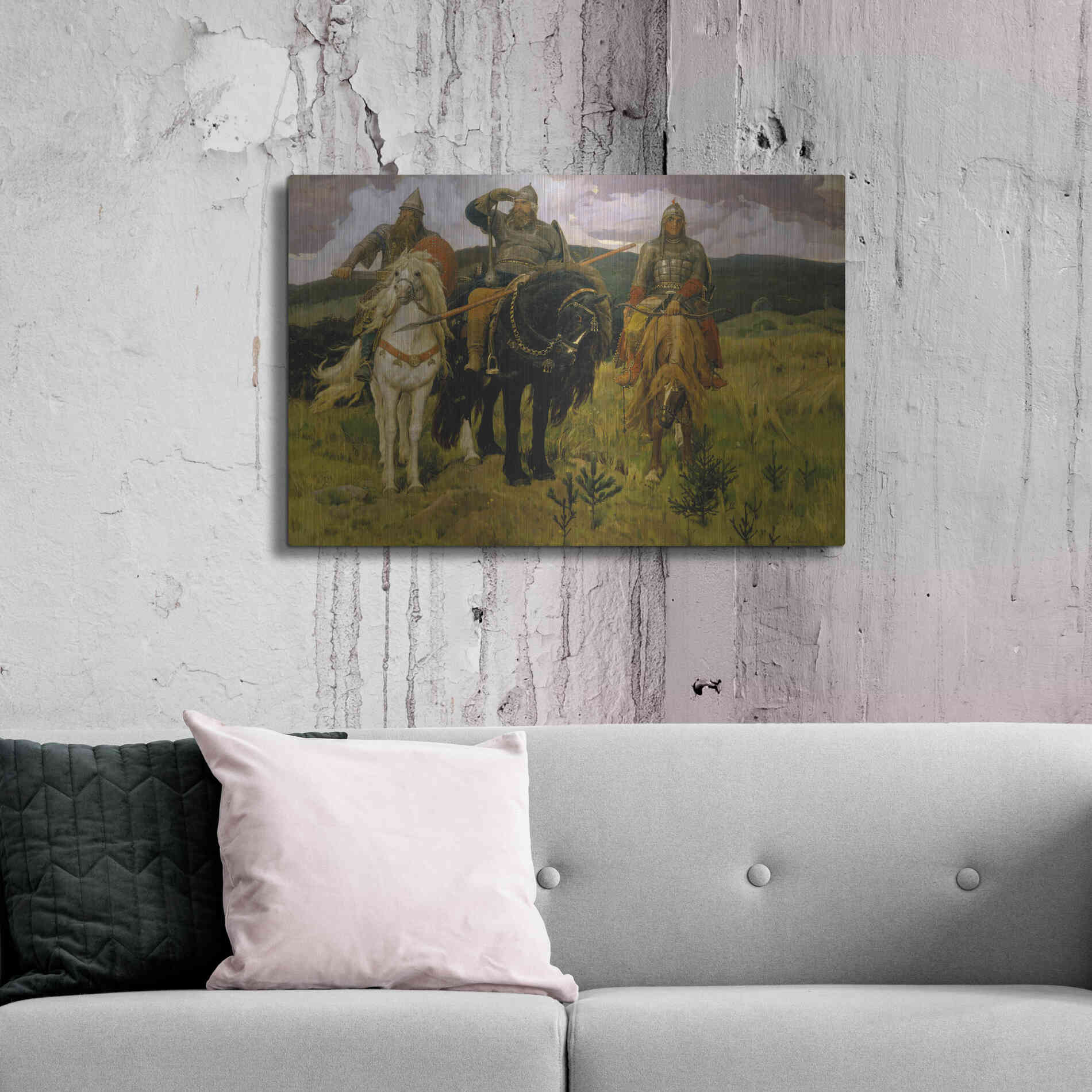 Luxe Metal Art 'Bogatyrs' by Viktor Vasnetsov, Metal Wall Art,36x24