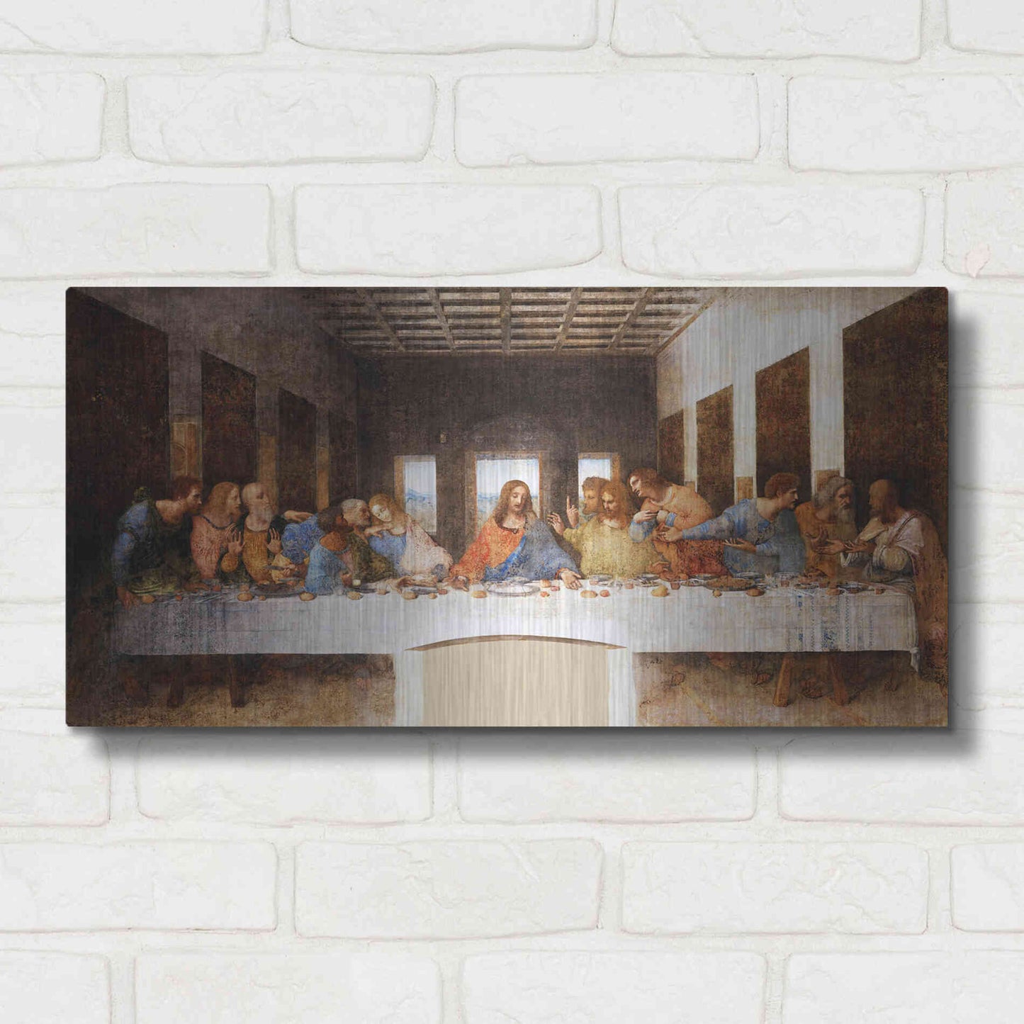 Luxe Metal Art 'The Last Supper' by Leonardo Da Vinci, Metal Wall Art,24x12