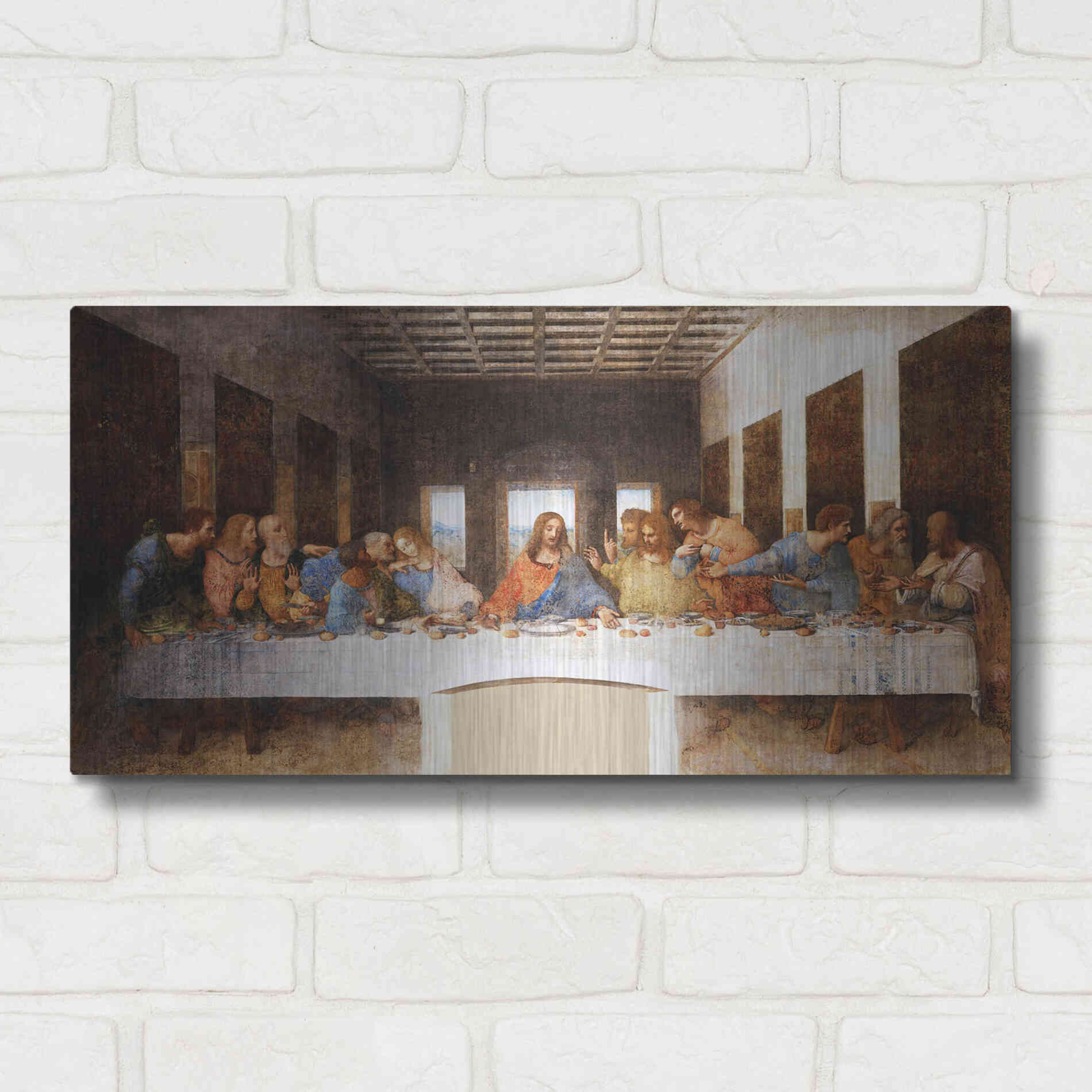 Luxe Metal Art 'The Last Supper' by Leonardo Da Vinci, Metal Wall Art,24x12