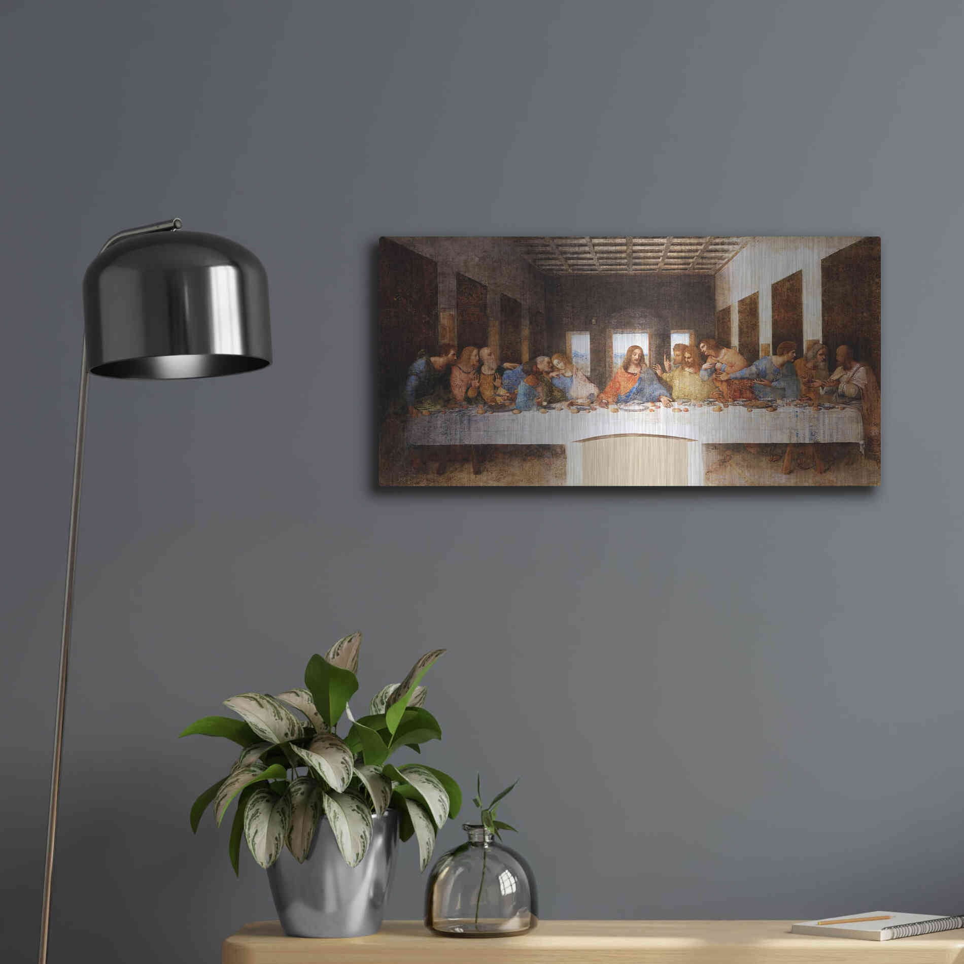 Luxe Metal Art 'The Last Supper' by Leonardo Da Vinci, Metal Wall Art,24x12