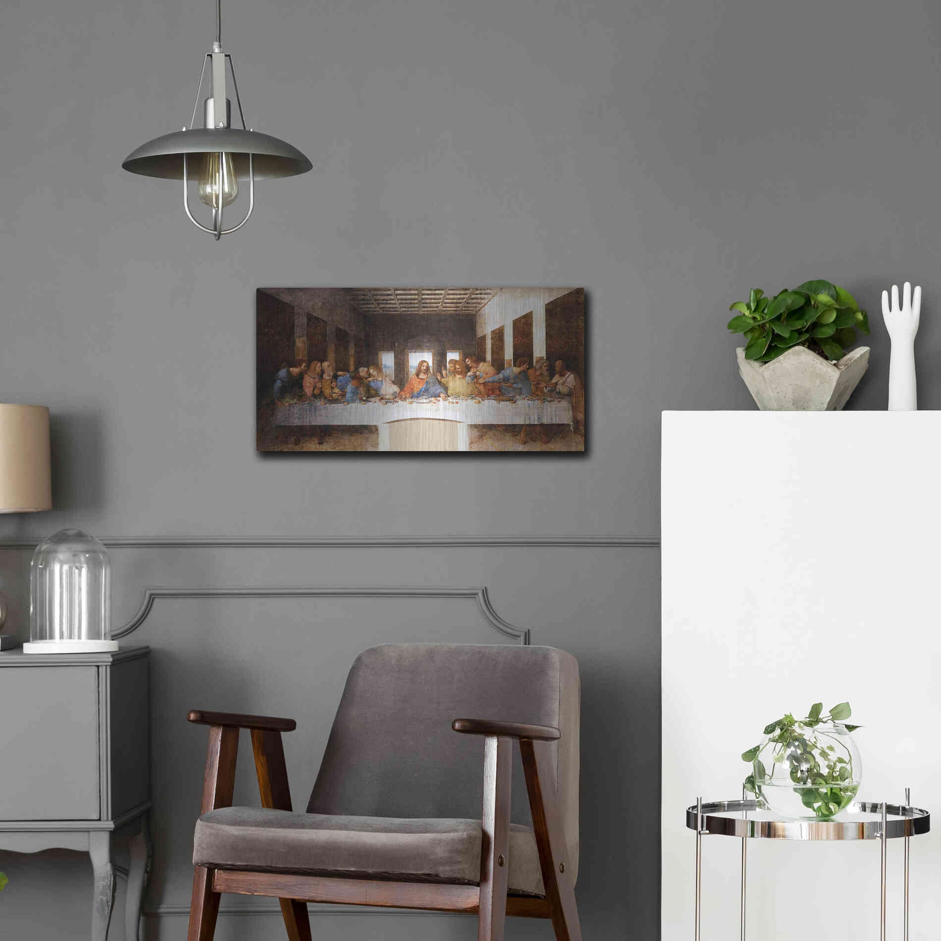 Luxe Metal Art 'The Last Supper' by Leonardo Da Vinci, Metal Wall Art,24x12