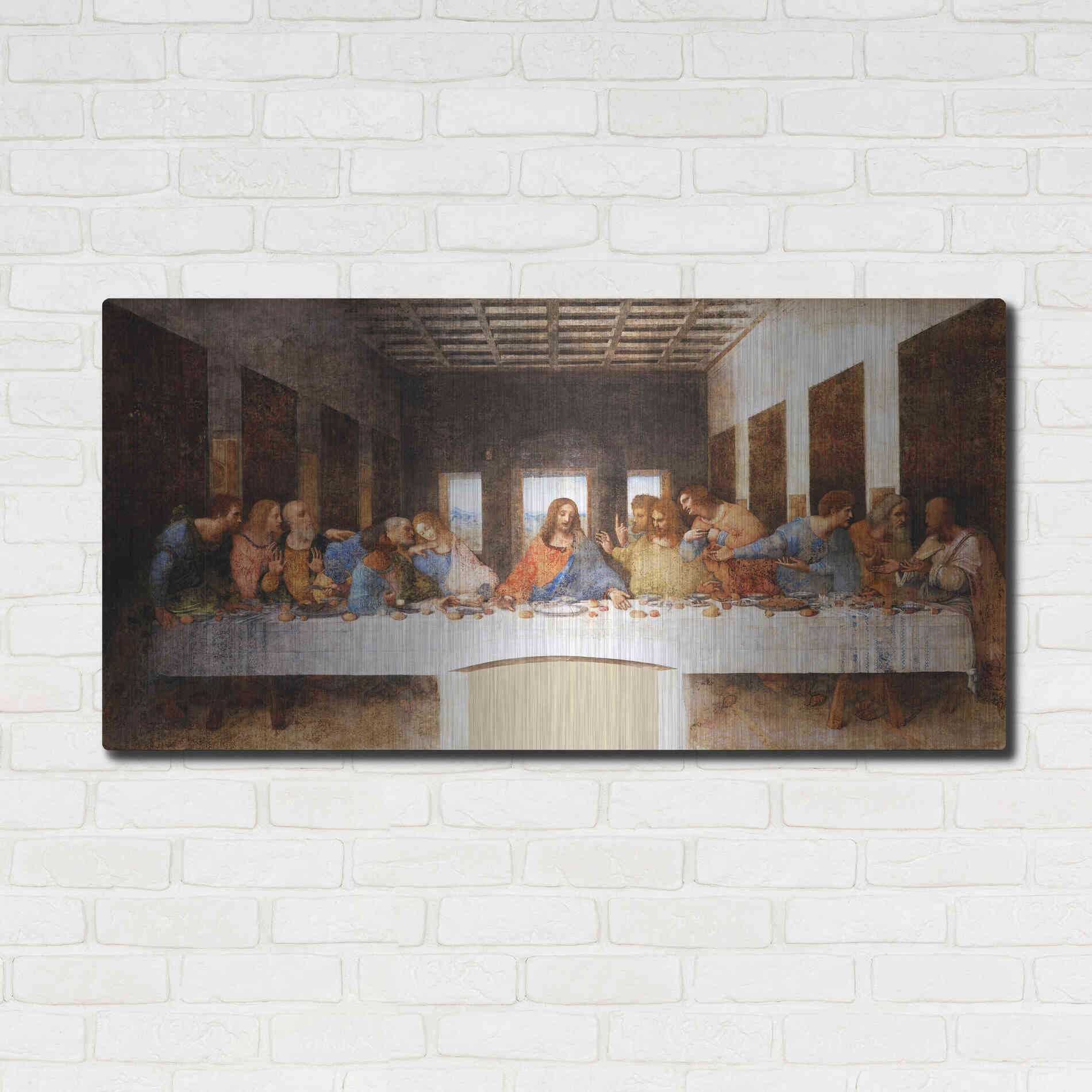 Luxe Metal Art 'The Last Supper' by Leonardo Da Vinci, Metal Wall Art,48x24