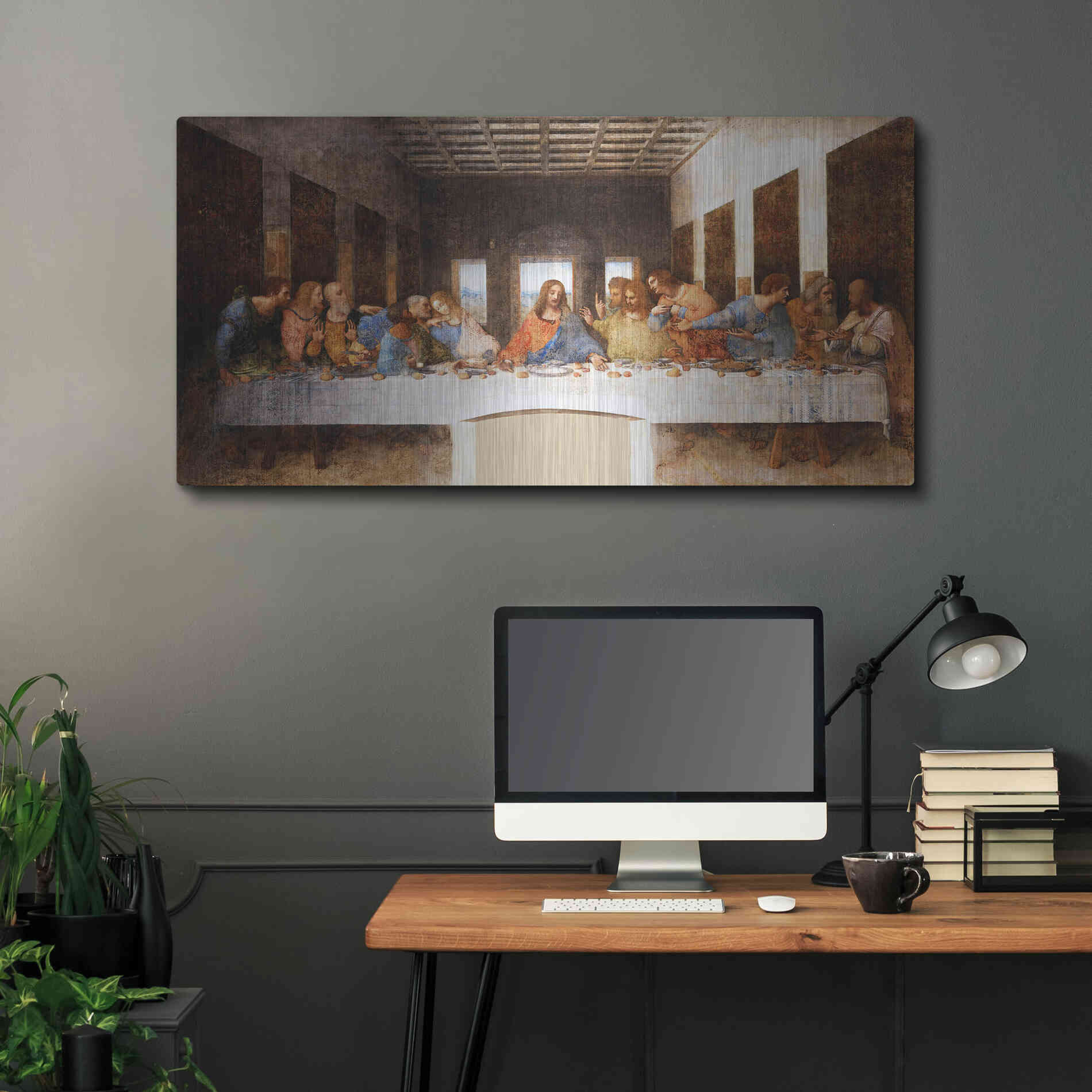 Luxe Metal Art 'The Last Supper' by Leonardo Da Vinci, Metal Wall Art,48x24