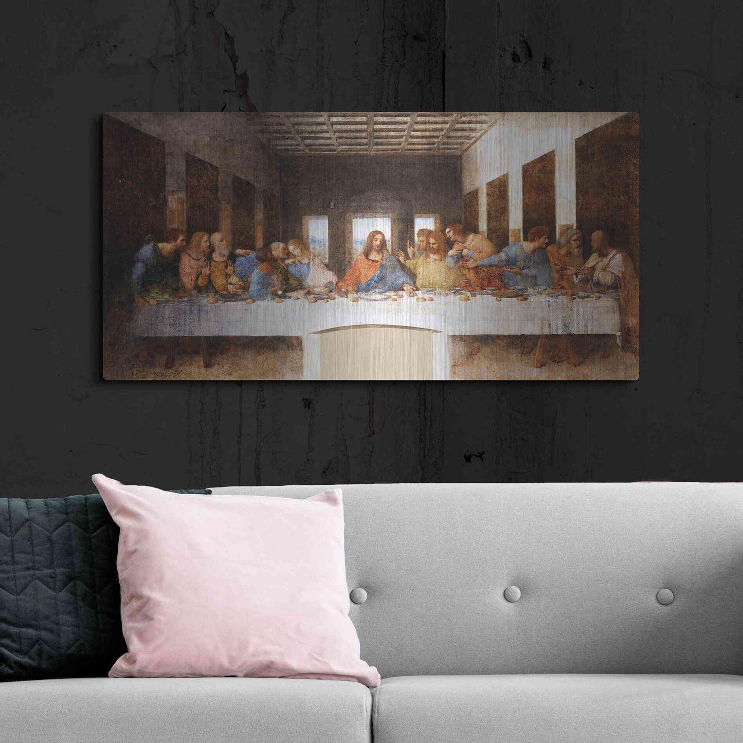 Luxe Metal Art 'The Last Supper' by Leonardo Da Vinci, Metal Wall Art,48x24