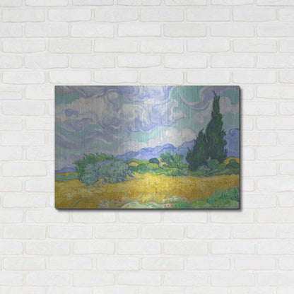 Luxe Metal Art 'Wheat Field with Cypresses' by Vincent Van Gogh, Metal Wall Art,36x24