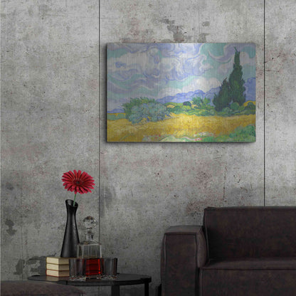 Luxe Metal Art 'Wheat Field with Cypresses' by Vincent Van Gogh, Metal Wall Art,36x24