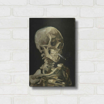 Luxe Metal Art 'Head of a Skeleton with a Burning Cigarette' by Vincent Van Gogh, Metal Wall Art,12x16