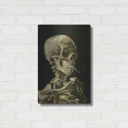 Luxe Metal Art 'Head of a Skeleton with a Burning Cigarette' by Vincent Van Gogh, Metal Wall Art,16x24