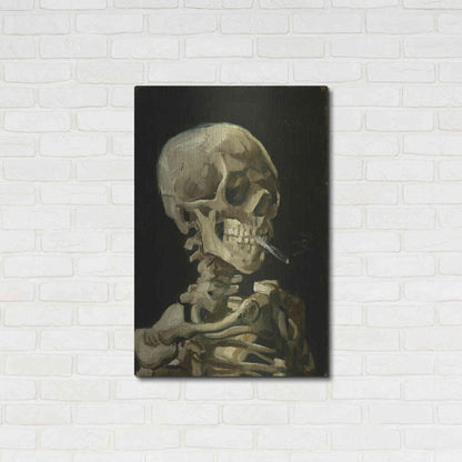 Luxe Metal Art 'Head of a Skeleton with a Burning Cigarette' by Vincent Van Gogh, Metal Wall Art,24x36