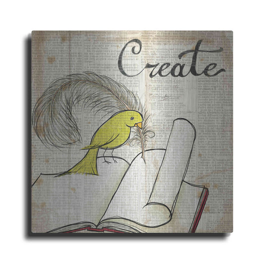 Luxe Metal Art 'Bird Inspiration Create' by Elyse DeNeige, Metal Wall Art