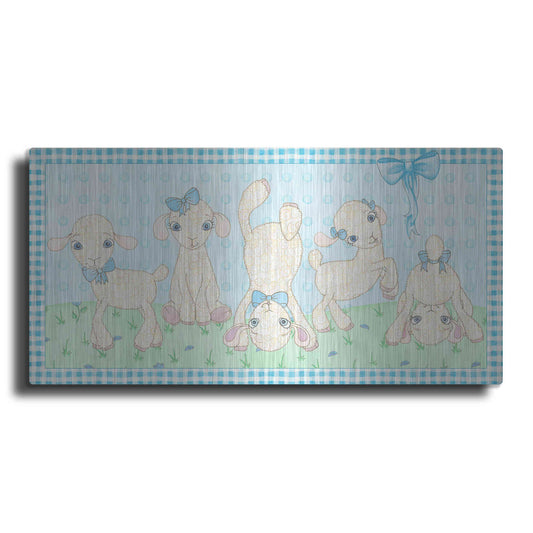 Luxe Metal Art 'Baby Shower Blue Lambs' by Elyse DeNeige, Metal Wall Art