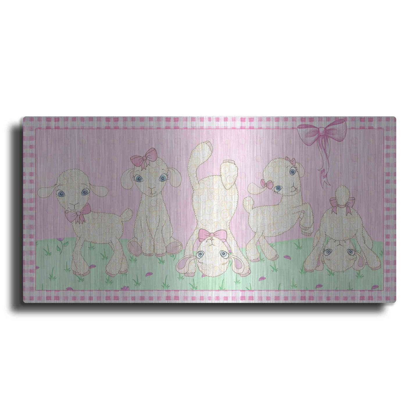 Luxe Metal Art 'Baby Shower Pink Lambs' by Elyse DeNeige, Metal Wall Art